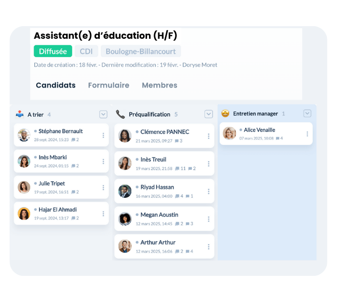 gestion des candidatures secteur enseignement formation